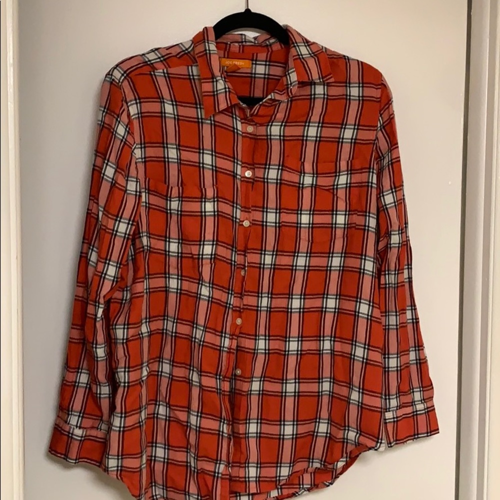 Red plaid button down
